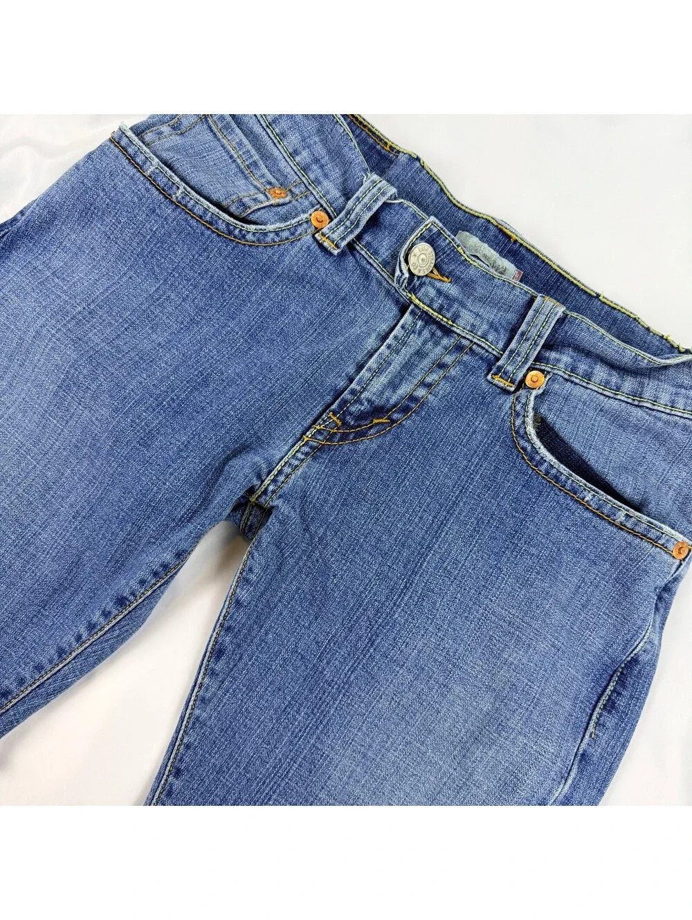 Levi's 542 Low Flare Women's 10M Y2K Cutoff Denim Bermuda Shorts Flap Pocket